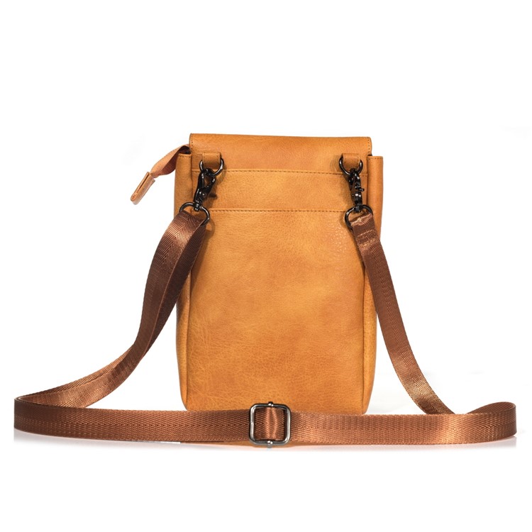 Crossbody Bag Mini Shoulder Bag Wallet Purse Phone Pouch for 7.1-inch Cellphones - Brown-3