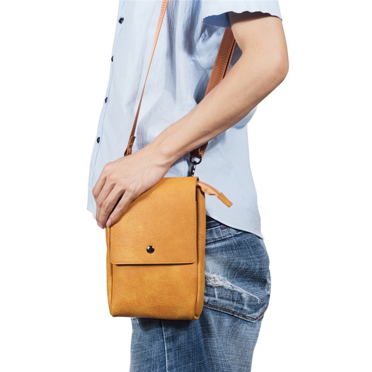 Crossbody Bag Mini Shoulder Bag Wallet Purse Phone Pouch for 7.1-inch Cellphones - Brown-4
