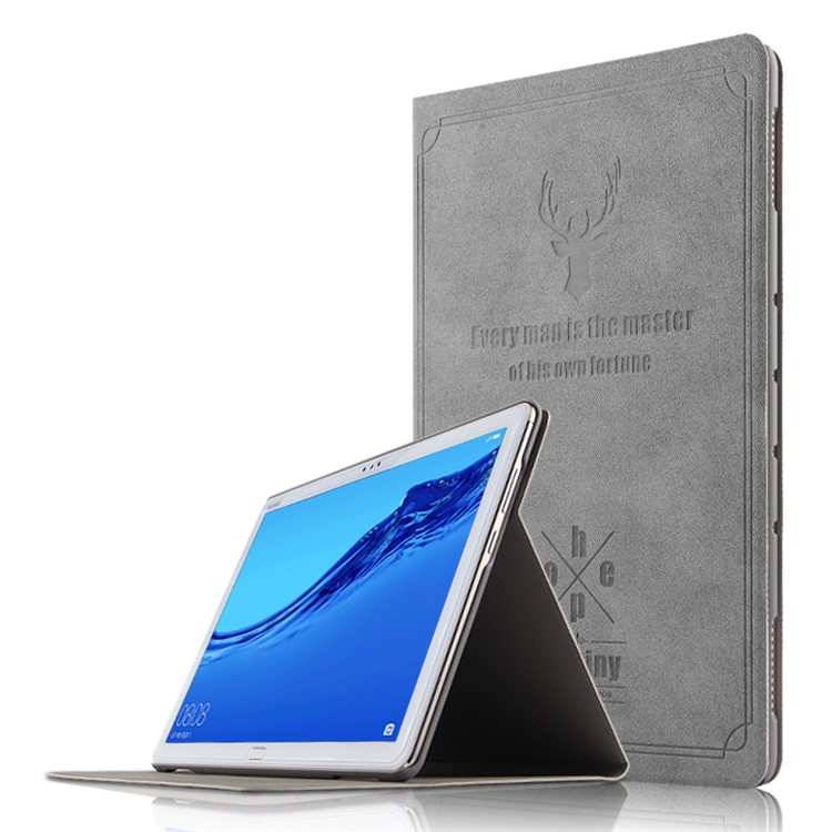 Deer Pattern PU Leather Stand Tablet Shell for Huawei MediaPad M5 Lite 10 - Grey-6