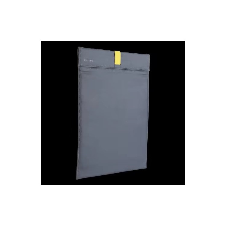 BASEUS PU Leather Sleeve Pouch Bag for 15-inch Tablets/Notebooks - Grey / Yellow-1