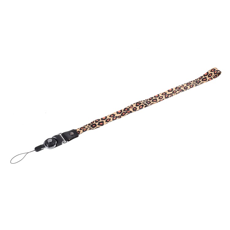 Universal Leopard Pattern Phone Wrist Strap Card Keys Holder - Brown/Black/Pink-1