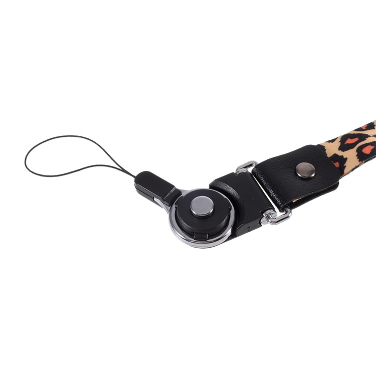 Universal Leopard Pattern Phone Wrist Strap Card Keys Holder - Brown/Black/Pink-4