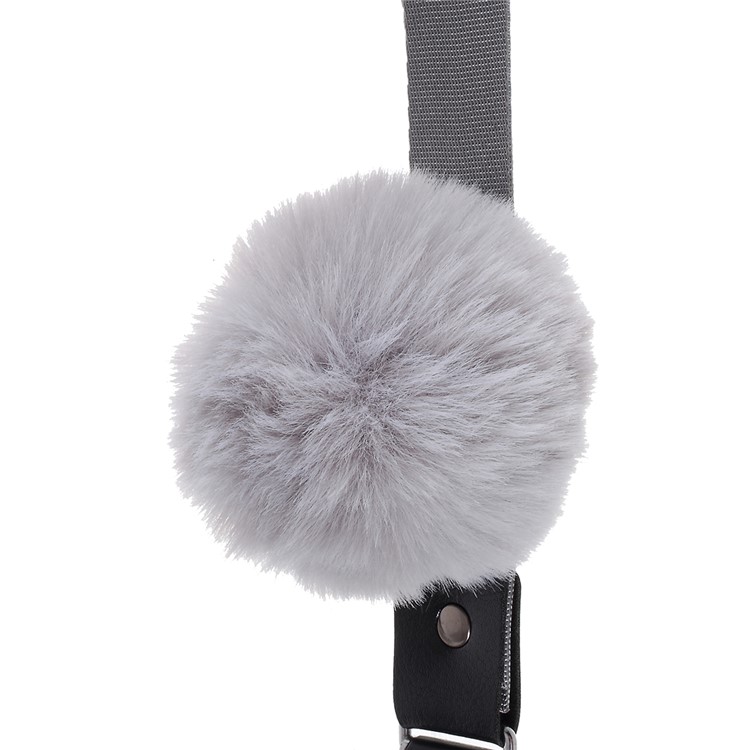 Stylish Detachable Hair Ball Ring Cell Phone Strap Accessory - Grey-2