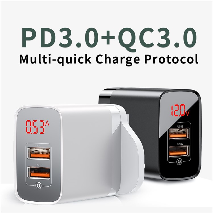 BASEUS Spiegelsee PPS Digitalanzeige Dual Ports Schnell Wandaufladeeinheit Lade - Weiß-3