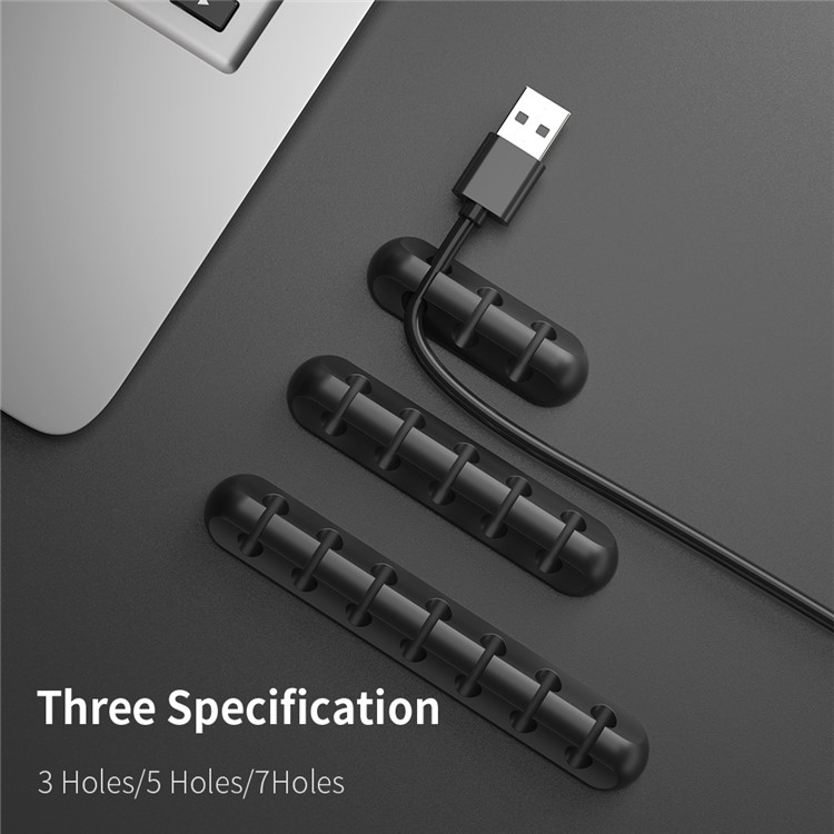 Essager Universal Desktop Directeur De Câble Silicone 7 Trous Organisateur Wire - Noir-6