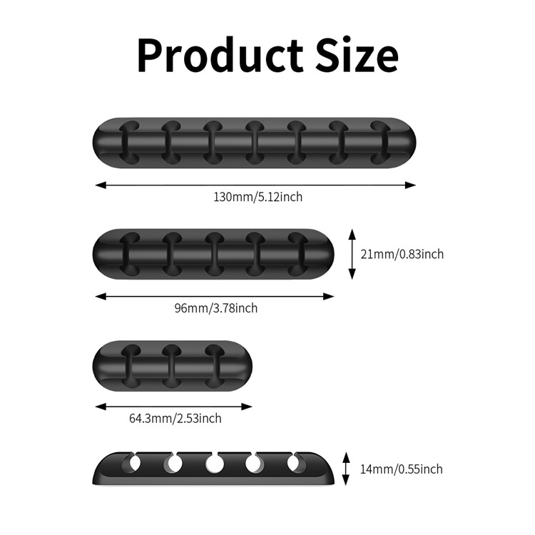 Essager Universal Desktop Directeur De Câble Silicone 7 Trous Organisateur Wire - Noir-7