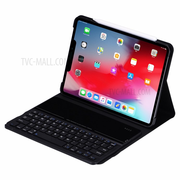 Removable Tempered Glass Surface Bluetooth Keyboard Leather Stand Cover for iPad Pro 11-inch (2020) (2018)-3