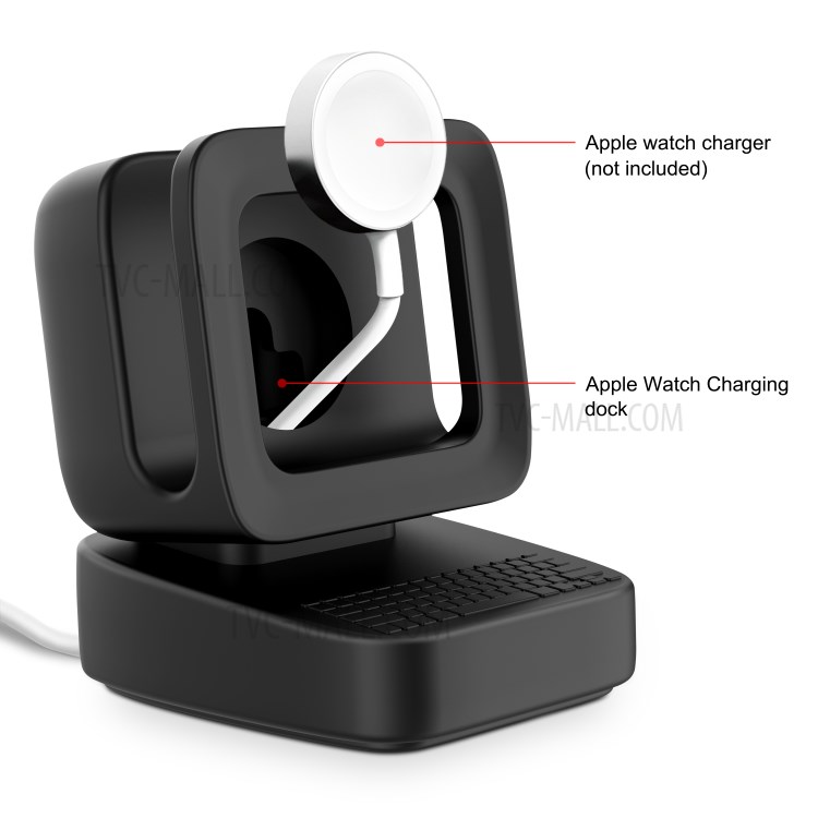 Retro Computer Style Charger Dock Charging Stand for Apple Watch Series 5/4/3/2/1 - Black-2