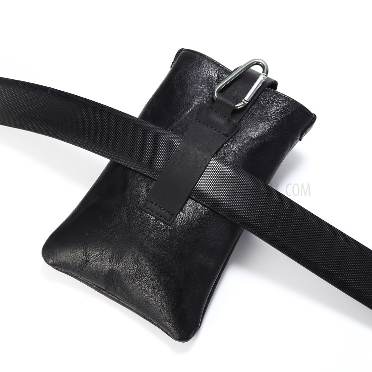 Tampa Da Caixa Da Bolsa De Couro Com Mosquetão Para 6,4 Polegadas Smartphones - Preto-6