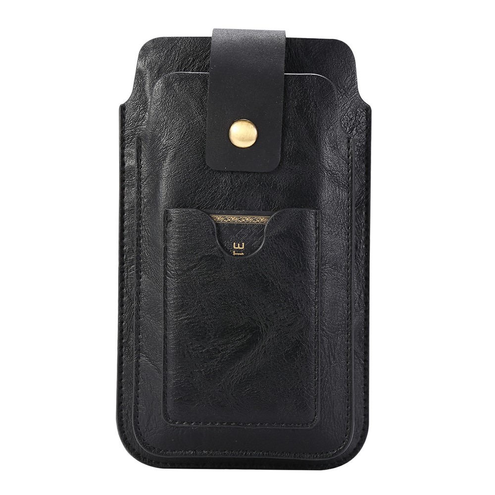 PU Leather Pouch Case Cover with Carabiner for 5.2-6.4 inches Smartphone - Black-2