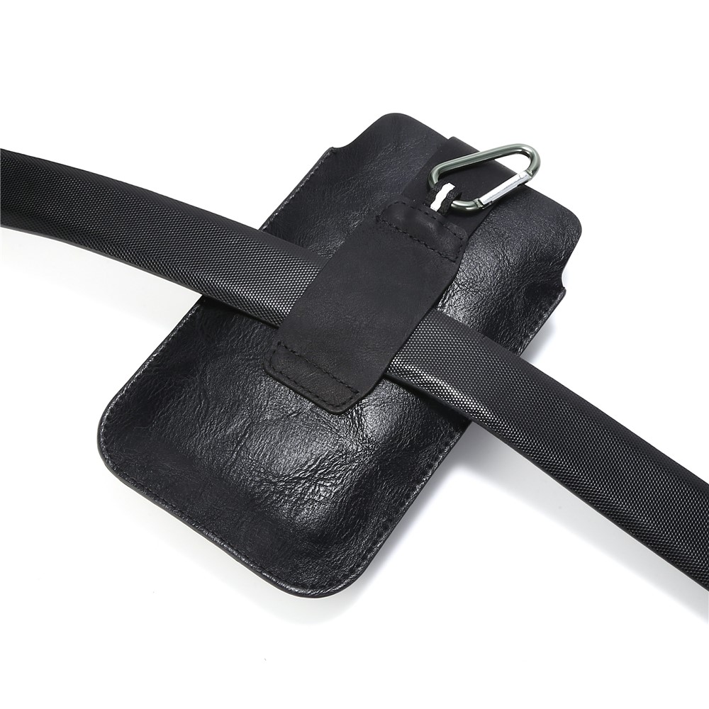 Pochette En Cuir De Couverture De Cas Avec Mousqueton Pour 4.7-5.5 Pouces Téléphone Intelligent - Noir-6