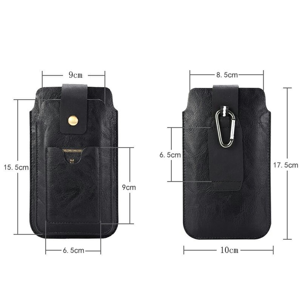 Pochette En Cuir De Couverture De Cas Avec Mousqueton Pour 4.7-5.5 Pouces Téléphone Intelligent - Noir-8