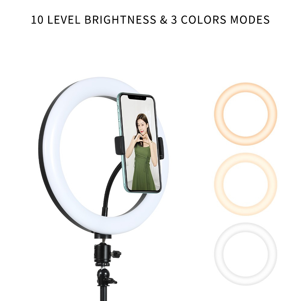 J26 LED Ring Light + Mini Metal Tripod (Size M) + 38cm Eccentric Tube Telescopic Rod Bluetooth Remote Control-2
