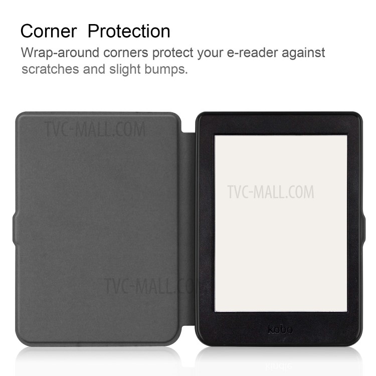 Solid Color PU Leather Wake/Sleep Flip Case for Kobo Nia (2020) - Black-5