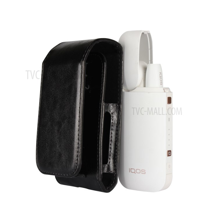 PU Leather Cover with Cigarette Case Holder and Hook for IQOS 3.0/3.0 DUO Electronic Cigarette - Black-4