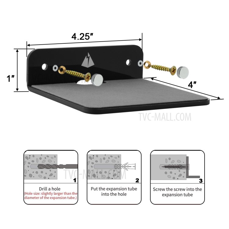 Small Acrylic Wall Mount Shelf Display Stand for Bluetooth Speaker Webcam Cell Phones - Black-2
