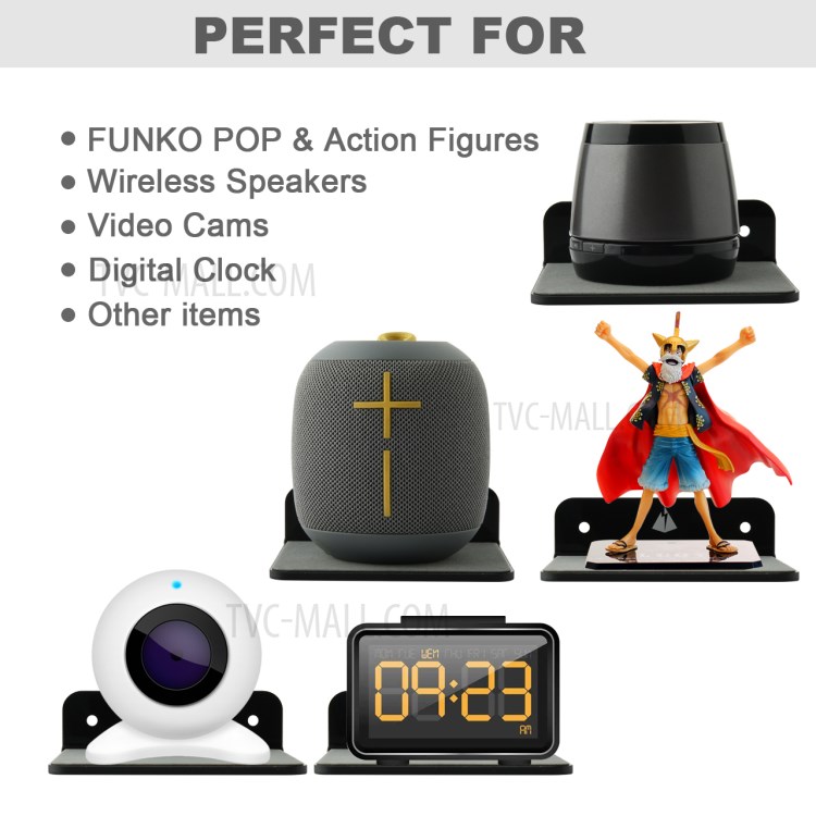 Small Acrylic Wall Mount Shelf Display Stand for Bluetooth Speaker Webcam Cell Phones - Black-6