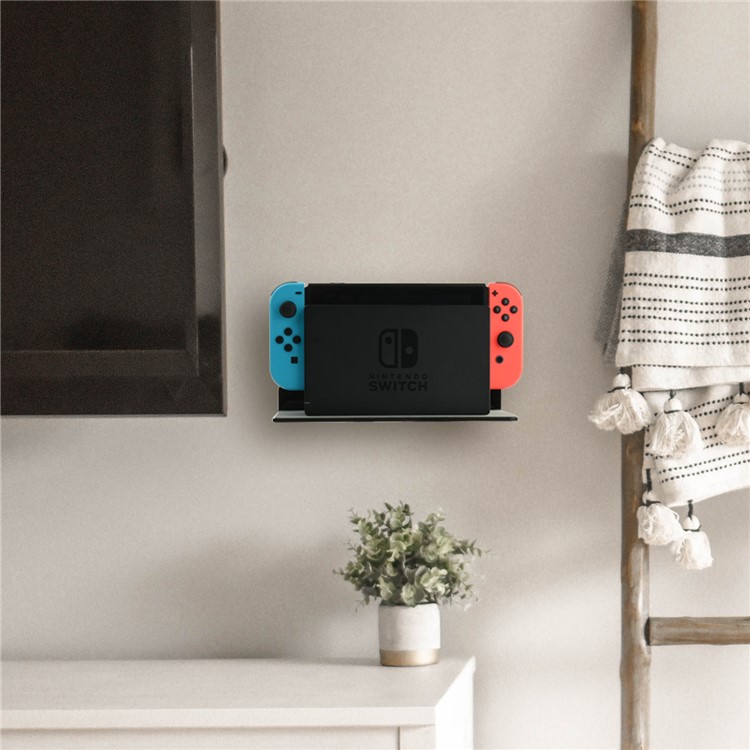 Large Acrylic Wall Mount Shelf Display Stand for Bluetooth Speaker Webcam Cell Phones - Black-5