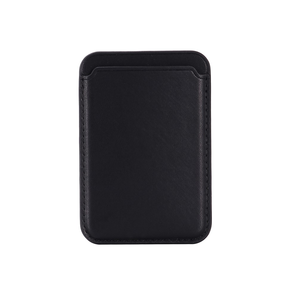 High Quality Magnetic Card Holder Phone Back Leather Card Storage Bag for iPhone 12/12 Pro/12 mini/12 Pro Max - Black-2