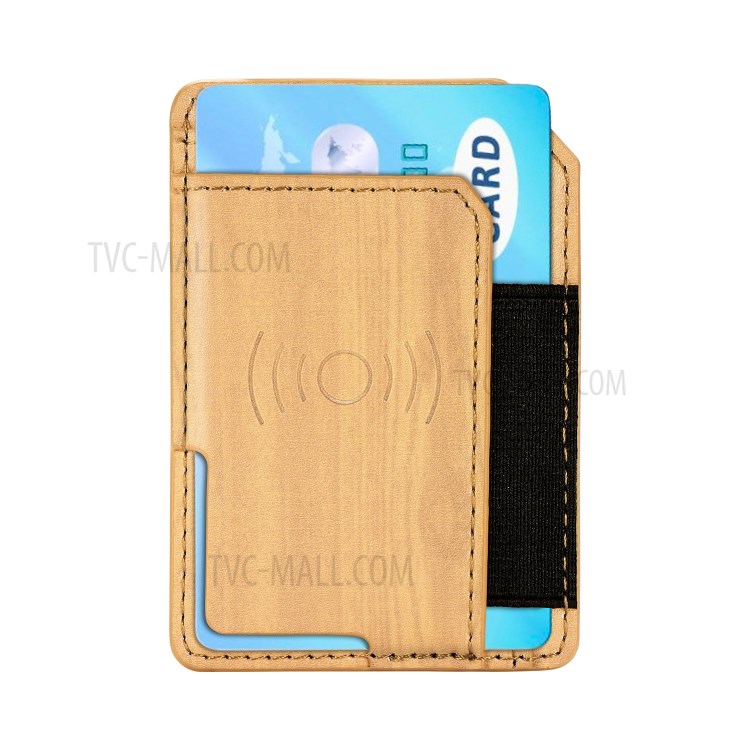 Wood Texture PU Leather Phone Back Elastic Card Holder - Cherry-2