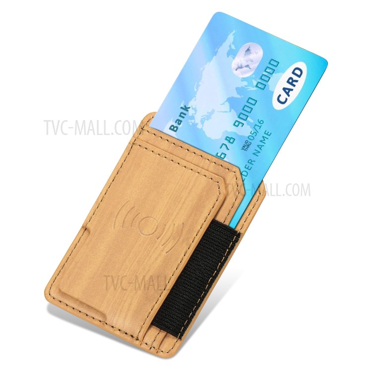 Wood Texture PU Leather Phone Back Elastic Card Holder - Cherry-4