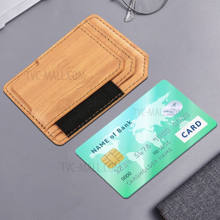 Wood Texture PU Leather Phone Back Elastic Card Holder - Cherry-6