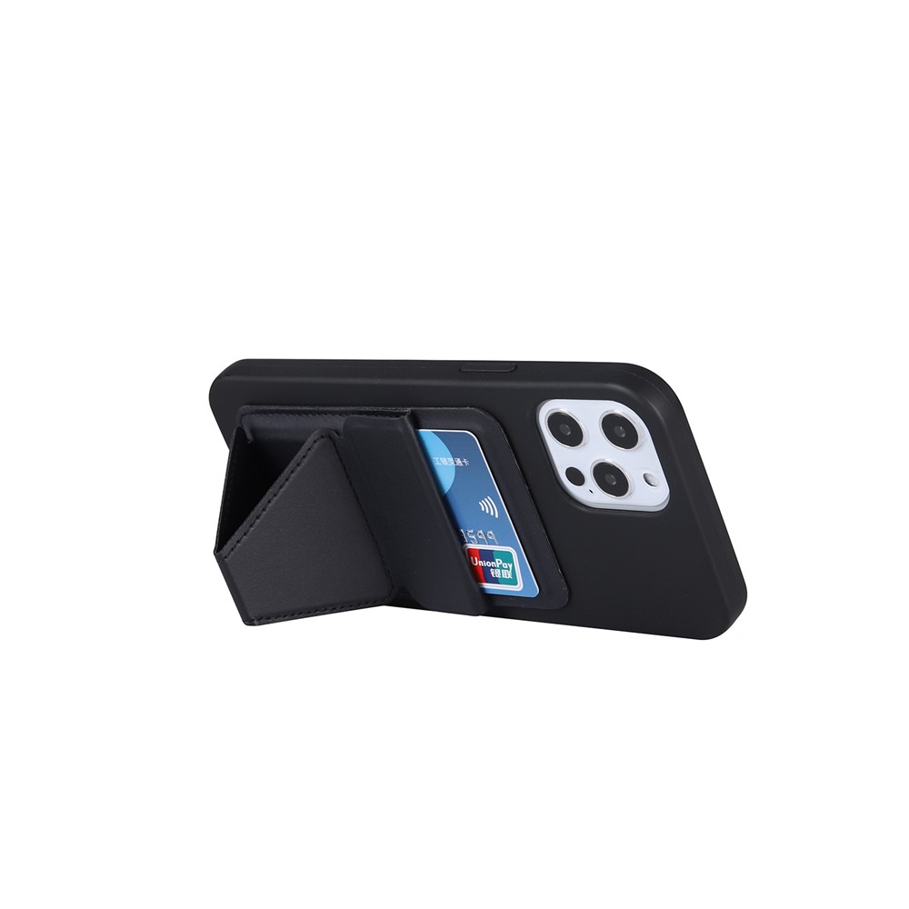 Quality Leather Card Holder Kickstand Phone Case for iPhone 12/12 Pro/12 Pro Max - Black-4