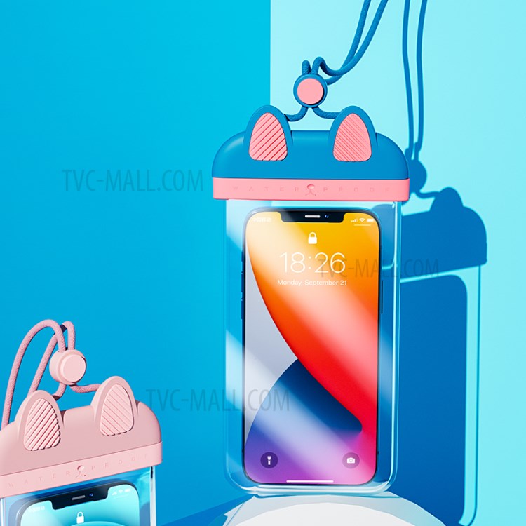 BENKS FS02 Niedliche IP68 Wasserdichte Telefonsack Unterwasserkoffer Mobiltasche Abdeckung Für IPhone 12 Huawei - Blau-3