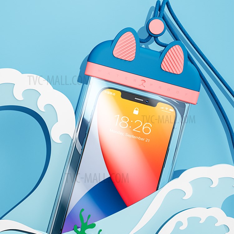 BENKS FS02 Niedliche IP68 Wasserdichte Telefonsack Unterwasserkoffer Mobiltasche Abdeckung Für IPhone 12 Huawei - Blau-4