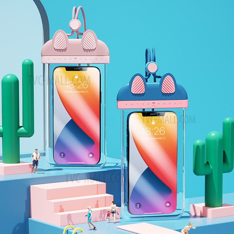 BENKS FS02 Niedliche IP68 Wasserdichte Telefonsack Unterwasserkoffer Mobiltasche Abdeckung Für IPhone 12 Huawei - Blau-5