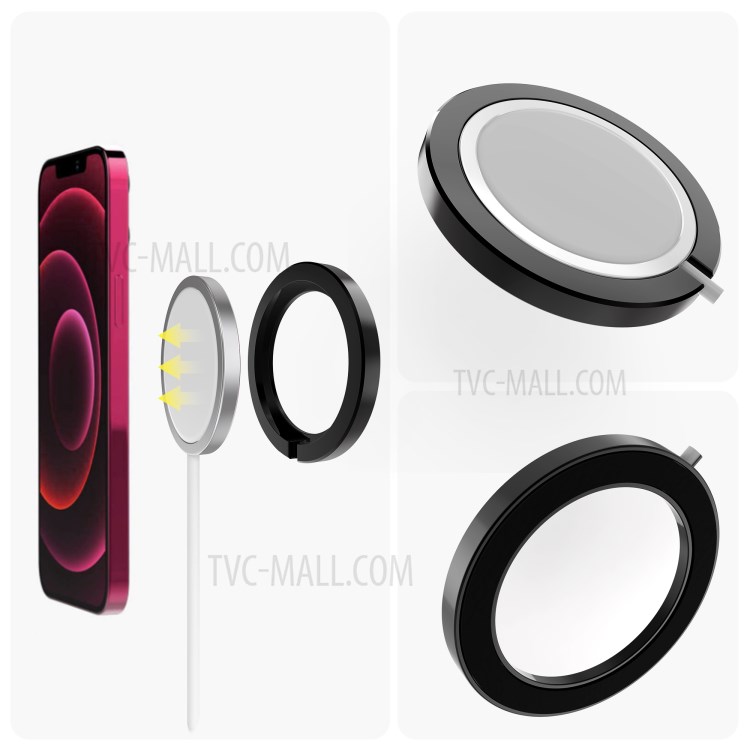 Wireless Charger Metal Protective Case for iPhone 12 Series Magsafe Charger - Black-1