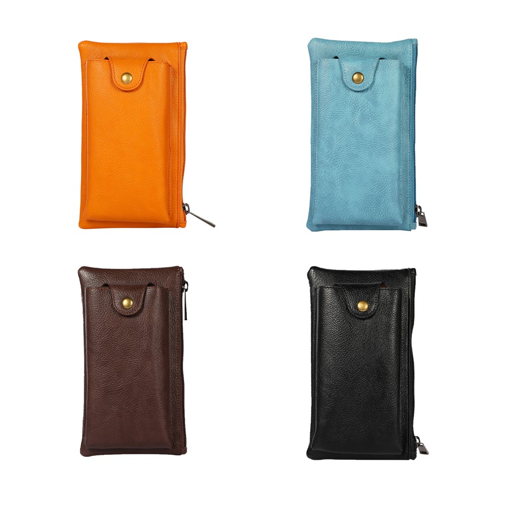 Pochette De Téléphone Portable En Cuir Multifonctionnel Sac À Bandoulière À Bandoulière Avec Sac À Dos Porte-monnaie Portefeuille Porte-monnaie - Noir-13