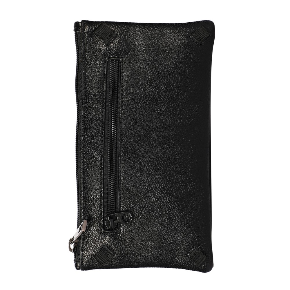 Pochette De Téléphone Portable En Cuir Multifonctionnel Sac À Bandoulière À Bandoulière Avec Sac À Dos Porte-monnaie Portefeuille Porte-monnaie - Noir-3