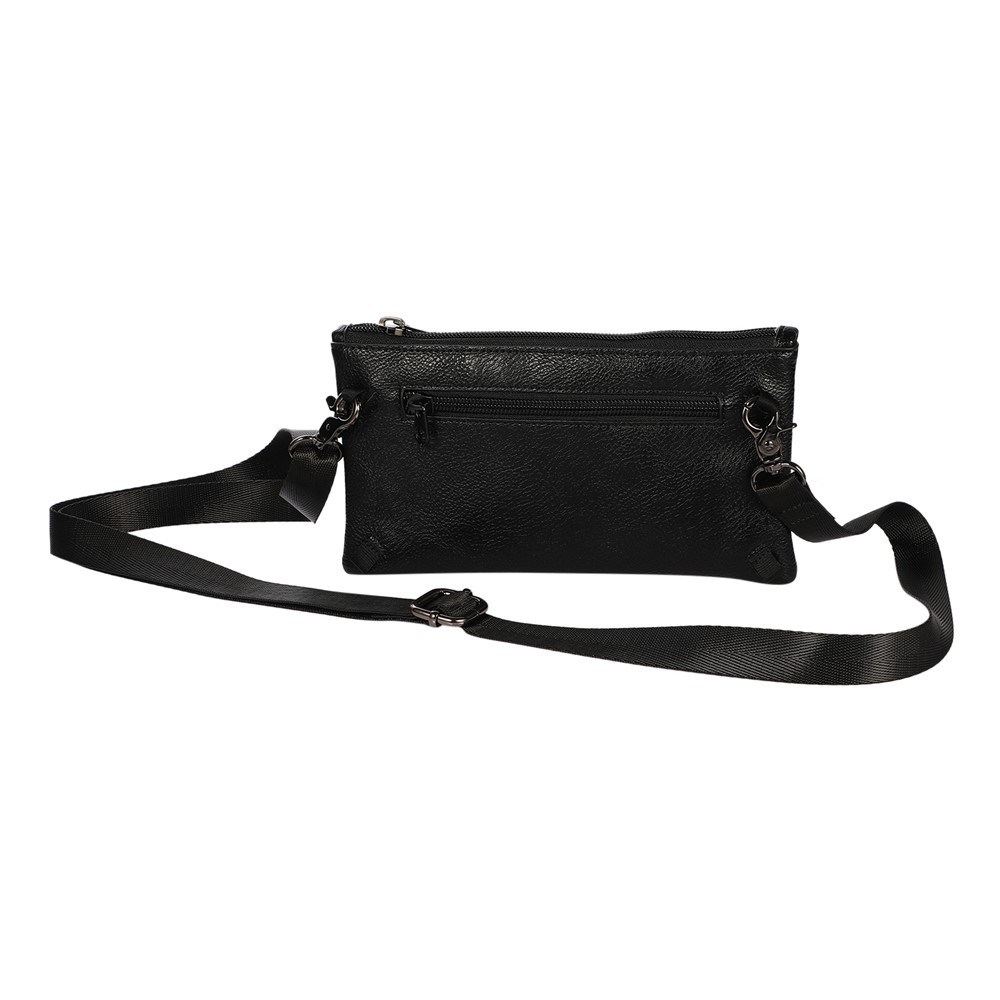 Pochette De Téléphone Portable En Cuir Multifonctionnel Sac À Bandoulière À Bandoulière Avec Sac À Dos Porte-monnaie Portefeuille Porte-monnaie - Noir-5
