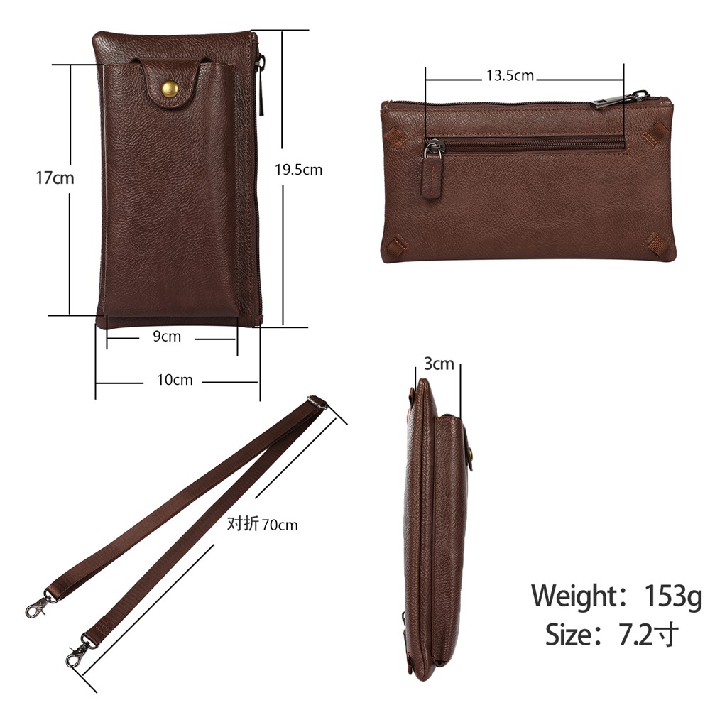 Pochette De Téléphone Portable En Cuir Multifonctionnel Sac À Bandoulière À Bandoulière Avec Sac À Dos Porte-monnaie Portefeuille Porte-monnaie - Noir-9