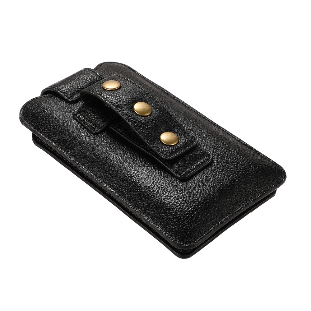 PU Leather Dual Pocket Wallet Cell Phone Belt Clip Holster Cover Pouch Case Waist Bag (L Size) for Xiaomi Huawei iPhone - Black-10