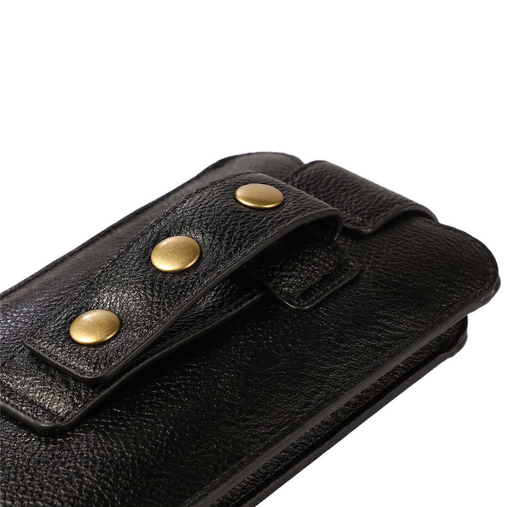 PU Leather Dual Pocket Wallet Cell Phone Belt Clip Holster Cover Pouch Case Waist Bag (L Size) for Xiaomi Huawei iPhone - Black-11
