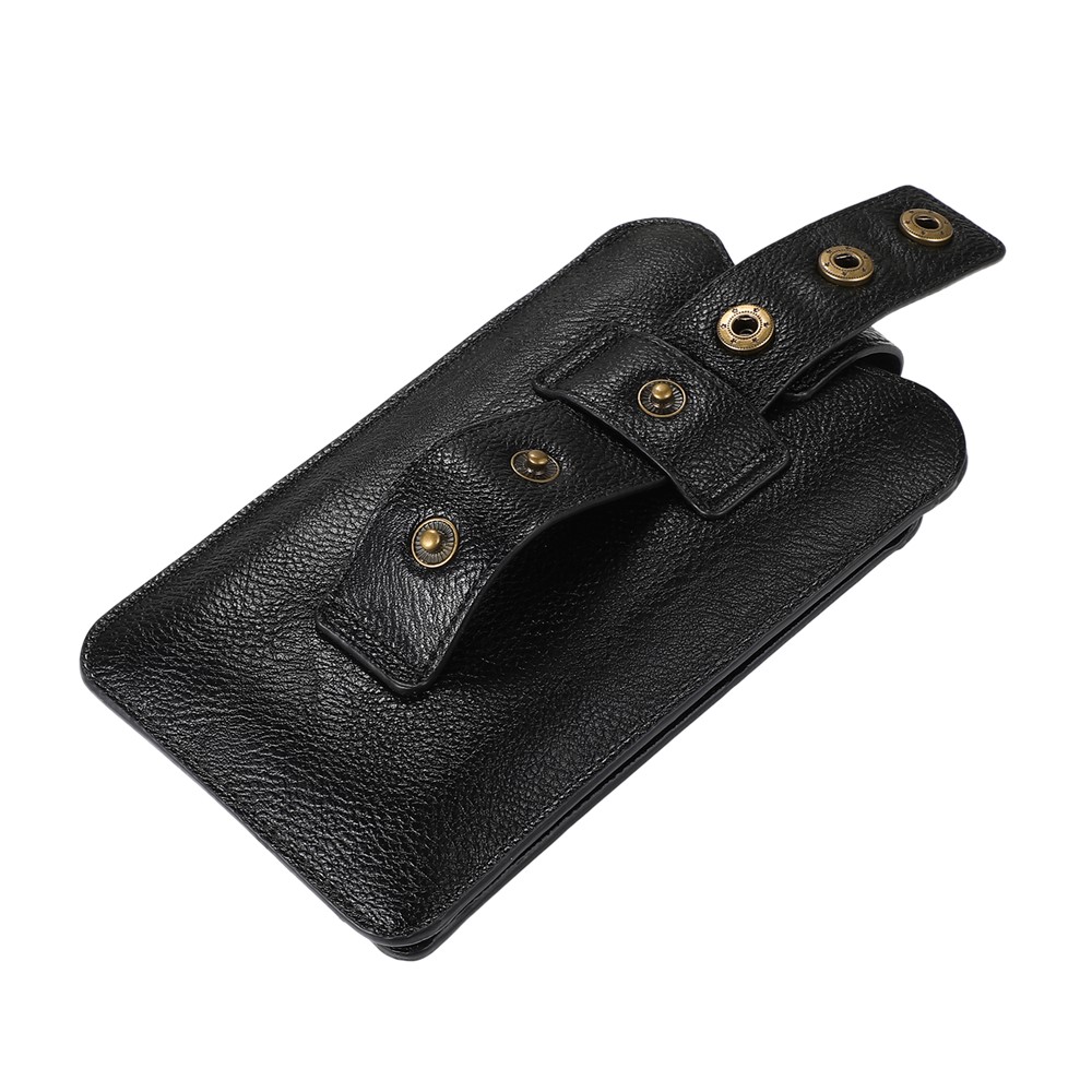 PU Leather Dual Pocket Wallet Cell Phone Belt Clip Holster Cover Pouch Case Waist Bag (L Size) for Xiaomi Huawei iPhone - Black-6