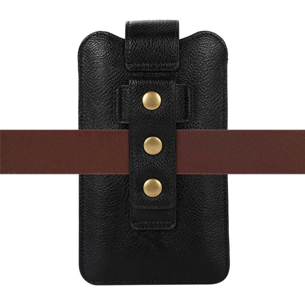PU Leather Dual Pocket Wallet Cell Phone Belt Clip Holster Cover Pouch Case Waist Bag (L Size) for Xiaomi Huawei iPhone - Black-7