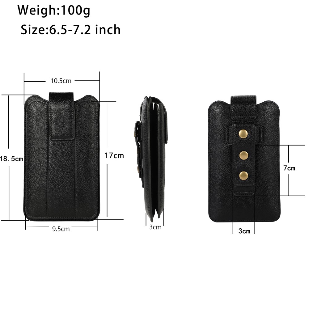 PU Leather Dual Pocket Wallet Cell Phone Belt Clip Holster Cover Pouch Case Waist Bag (L Size) for Xiaomi Huawei iPhone - Black-8