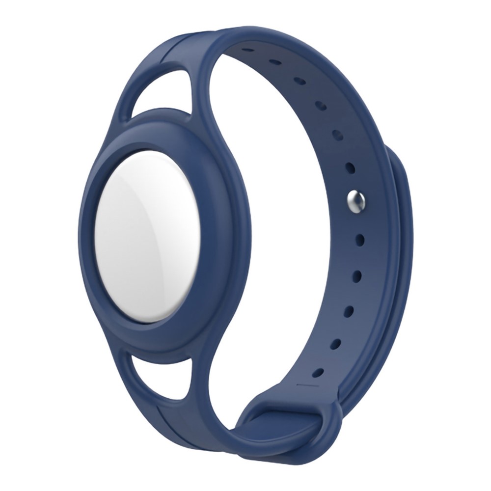 MUTURAL Silicone Children Wrist Bands Case for Apple AirTags Anti-Scratch Replacement Strap Protective Cover - Navy Blue-1