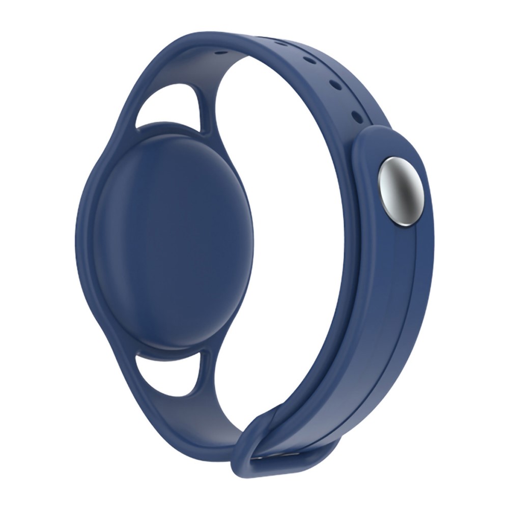 MUTURAL Silicone Children Wrist Bands Case for Apple AirTags Anti-Scratch Replacement Strap Protective Cover - Navy Blue-2
