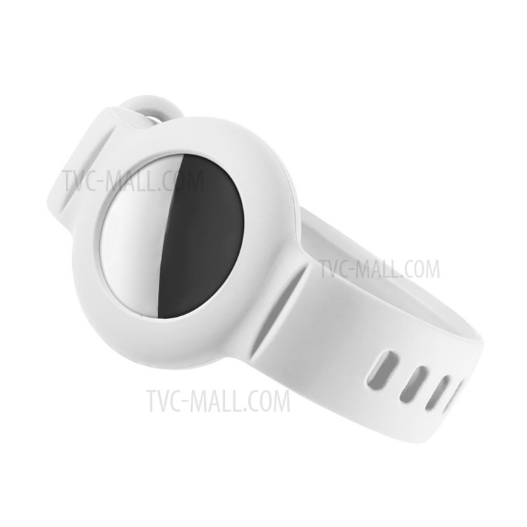 ENKAY Soft Silicone Anti-Lost Wristband Protective Case Cover Holder Bracelet for Apple AirTag - White-1