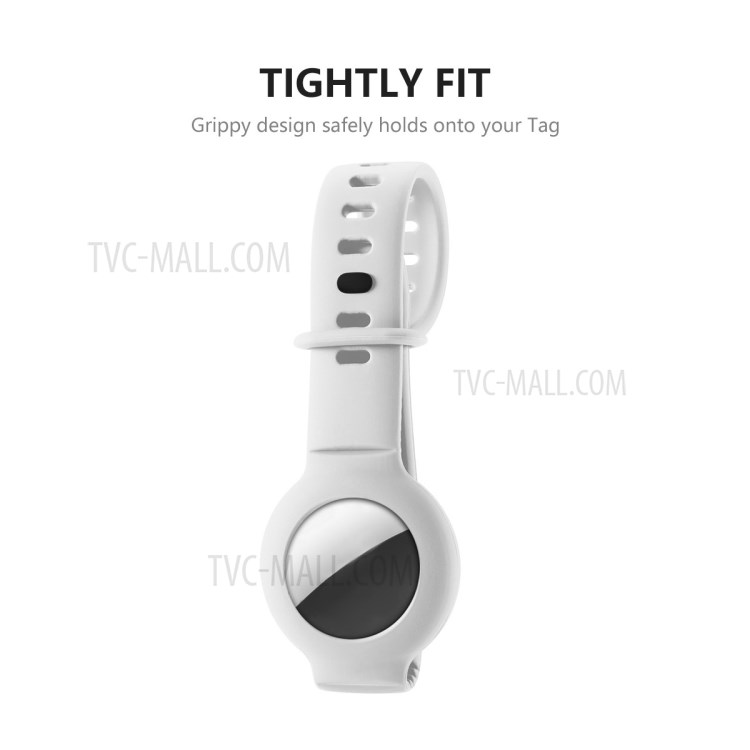ENKAY Soft Silicone Anti-Lost Wristband Protective Case Cover Holder Bracelet for Apple AirTag - White-3