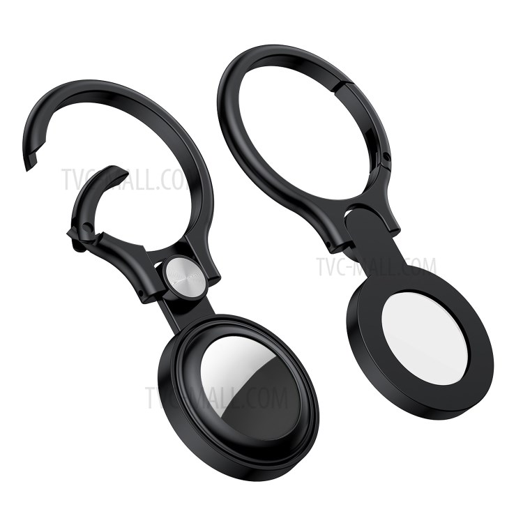 Metal Protective Cover with Ring Hook for AirTag - Black-1