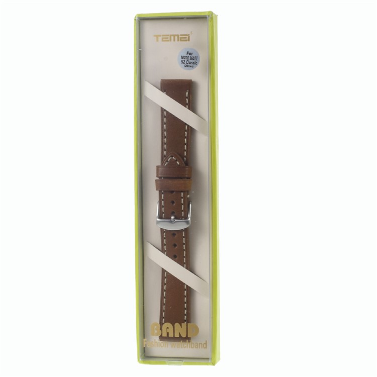 Pulsera de cuero genuino para Samsung Gear S2 Classic SM-7320 / Motorola Moto 360 42mm (2ª generación) - marrón-6