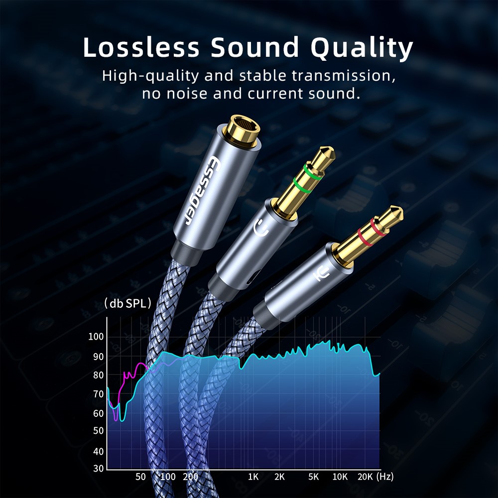 ESSAGER 0.25m 3.5mm Female to Dual 3.5mm Male Mic AUX Audio Y Splitter Cable Headphone Adapter Cord-6