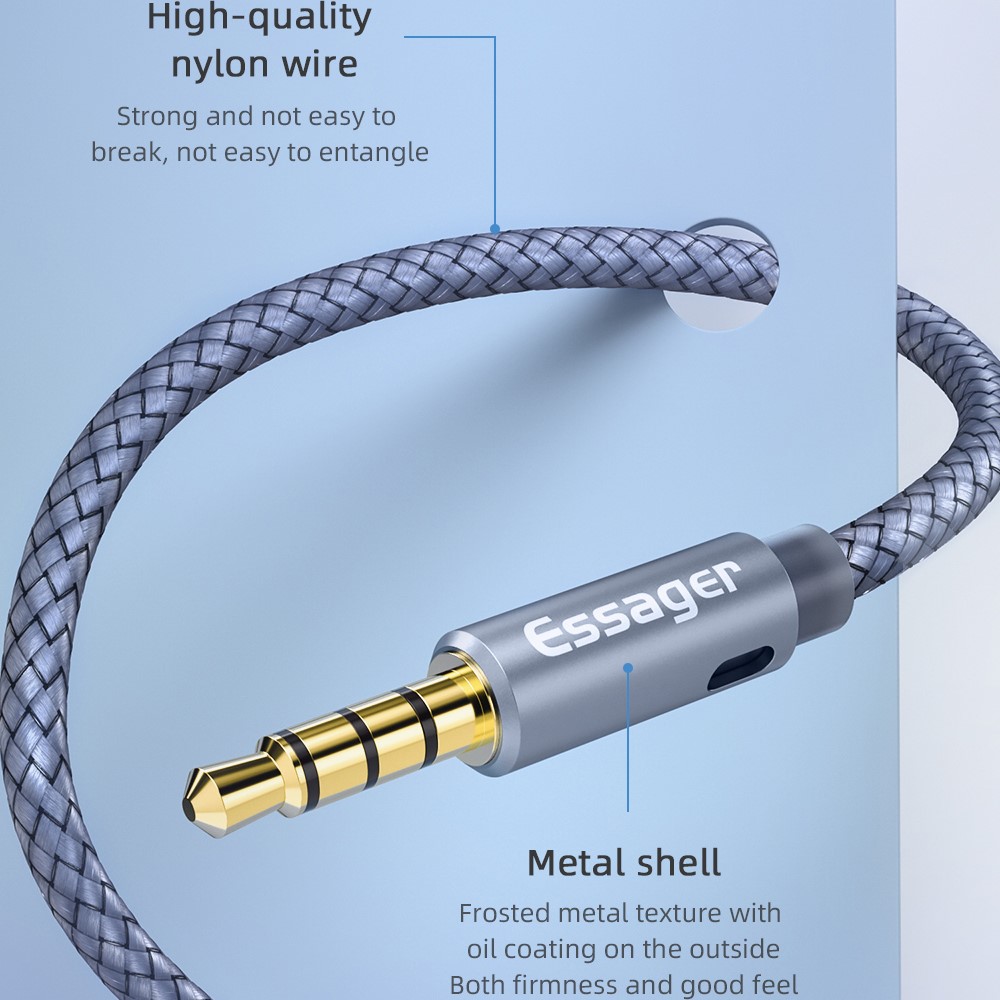 ESSAGER 0.25m Audio Splitter Headset Extension Cable 3.5mm Jack Male to Dual Female Mic Y Adapter Cord-7