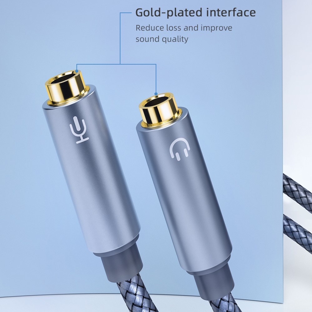 ESSAGER 0.25m Audio Splitter Headset Extension Cable 3.5mm Jack Male to Dual Female Mic Y Adapter Cord-8