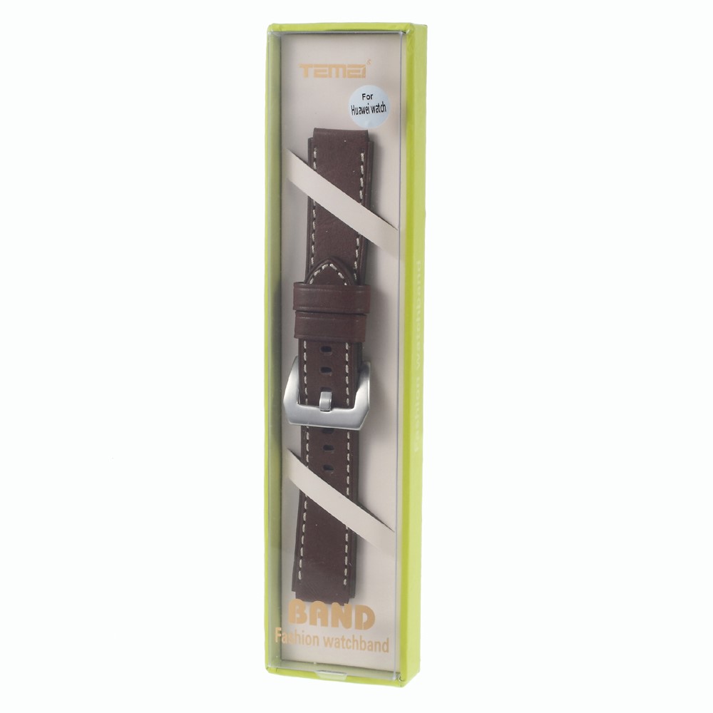 Genuine Leather Wristband Watchband for Huawei Watch - Coffee-5